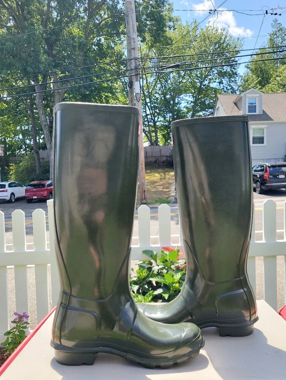 Hunter Olive Green Tall Waterproof Rain Boots Womens Big Girls Size 5 NWT Travel